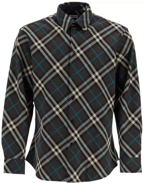 BURBERRY wool blend shirt with check pattern