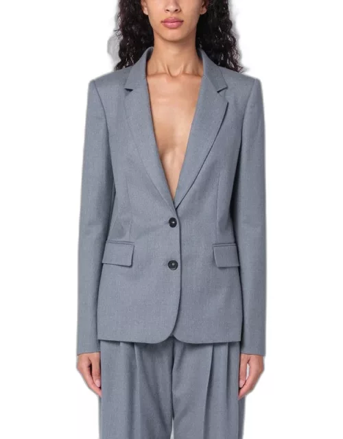 Grey single-breasted jacket in woo