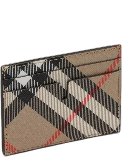 Beige card holder with Check motif
