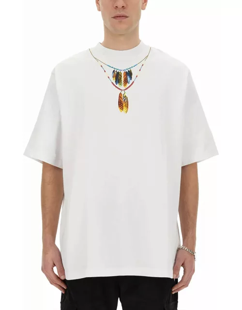 Marcelo Burlon White feather Necklace T-shirt