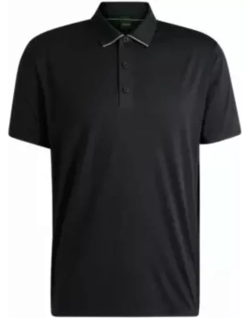 Quick-dry stretch-jersey polo shirt with logo detail- Black Men's Polo Shirt