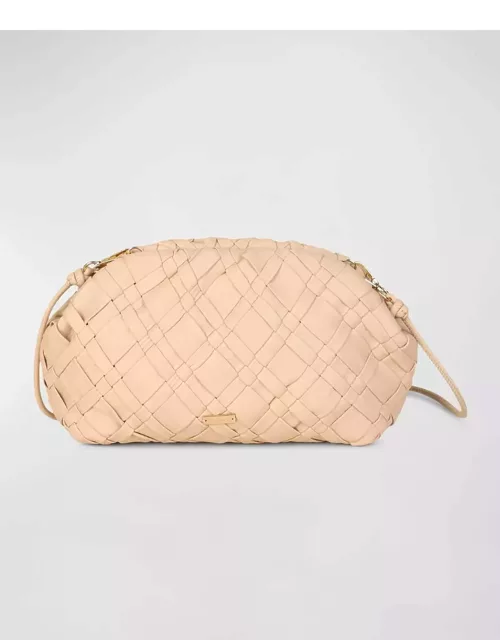 Aya Frame Woven Leather Clutch Bag