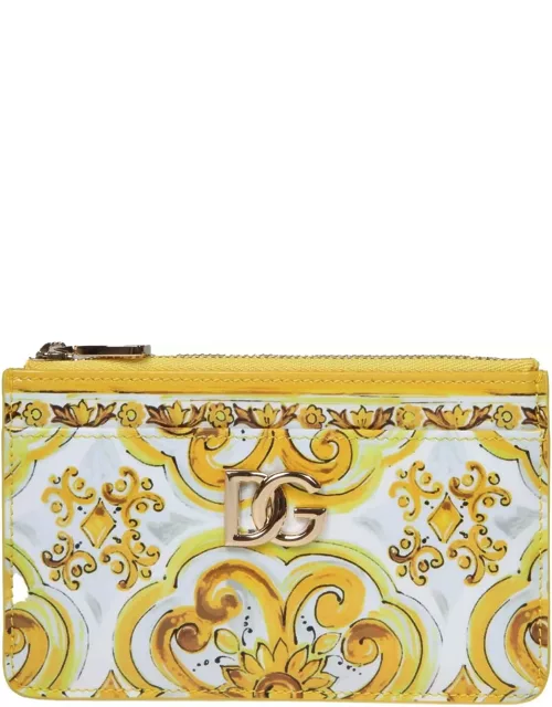 Dolce & Gabbana Yellow Polished Leather Card Holder