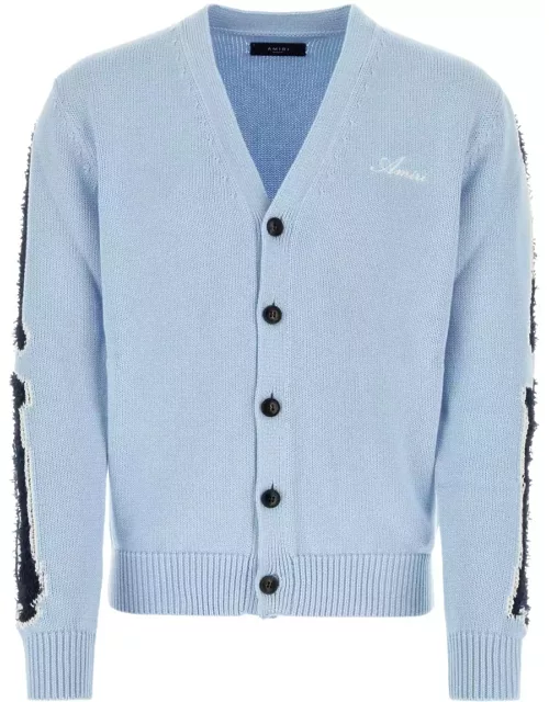 AMIRI Pastel Light Blue Cotton Blend Cardigan