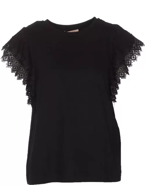 TwinSet T-shirt With Macrame Sleeve