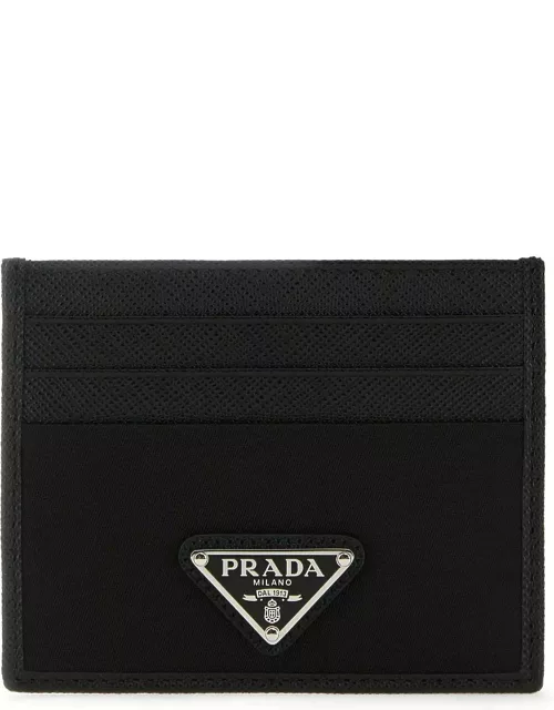Prada Black Leather And Satin Card Holder
