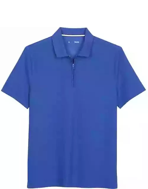 Awearness Kenneth Cole Men's Slim Fit Zip Placket Polo Shirt Royal Blue