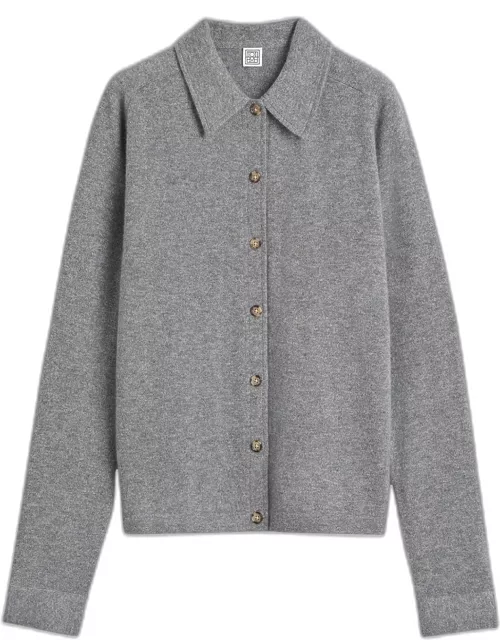 Cashmere Knit Button-Front Cardigan