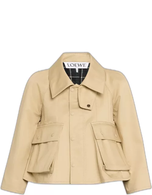 Cropped Trapeze Trench Jacket