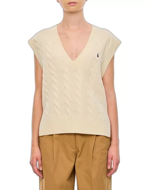 Polo Ralph Lauren Cableknit Sleeveless Pullover White