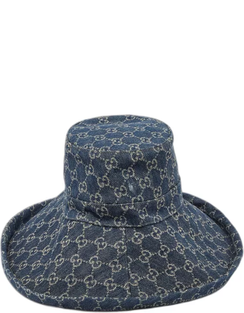 Gucci Blue GG Jacquard Denim Wide Brim Hat