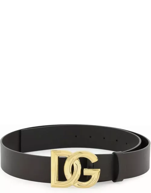 DOLCE & GABBANA lux leather belt with dg buckle