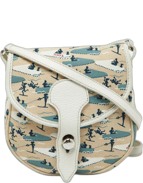 Tod's Multicolor Printed Canvas and Leather Crossbody Bag