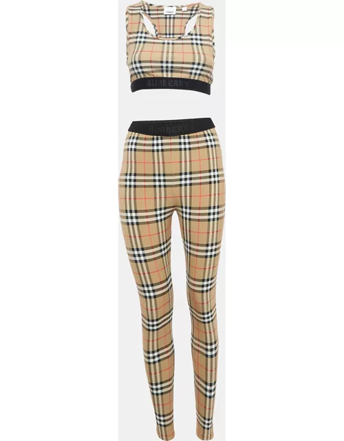 Burberry Brown Checked Jersey Leggings Set S/