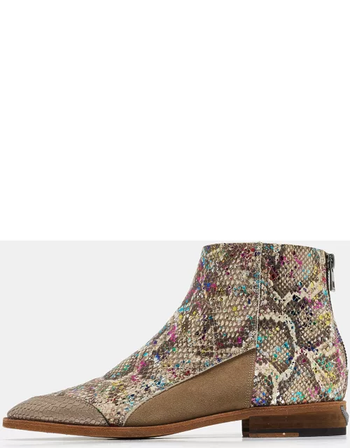 Zadig & Voltaire Multicolor Python Embossed And Suede Ankle Boot