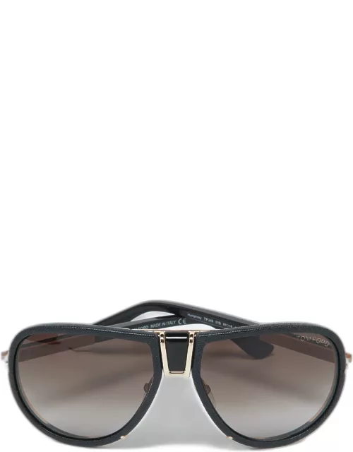 Tom Ford Black Leather/ Brown Gradient TF249 Humphrey Aviator Sunglasse