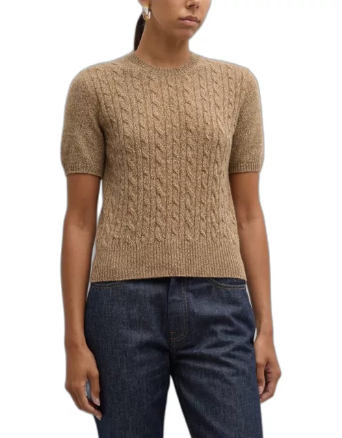 Treccia Cashmere Short-Sleeve Sweater