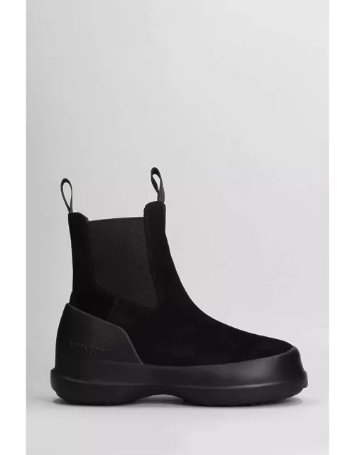 Moon Boot Ankle Boots In Black Suede
