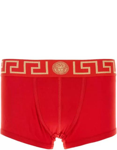 Versace Red Stretch Cotton Boxer