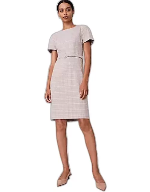 Ann Taylor The Short Sleeve Belted A-Line Dress in Plaid