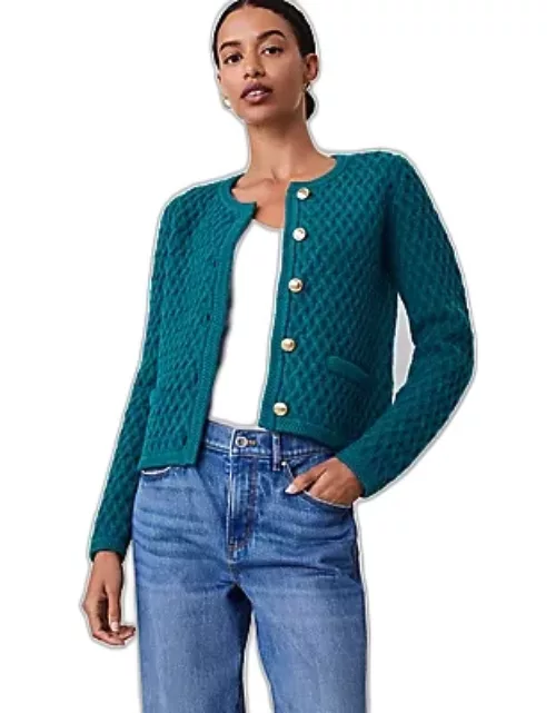 Ann Taylor Basketweave Sweater Jacket