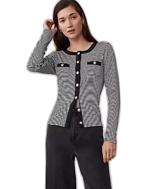 Ann Taylor Stripe Button Knit Jacket