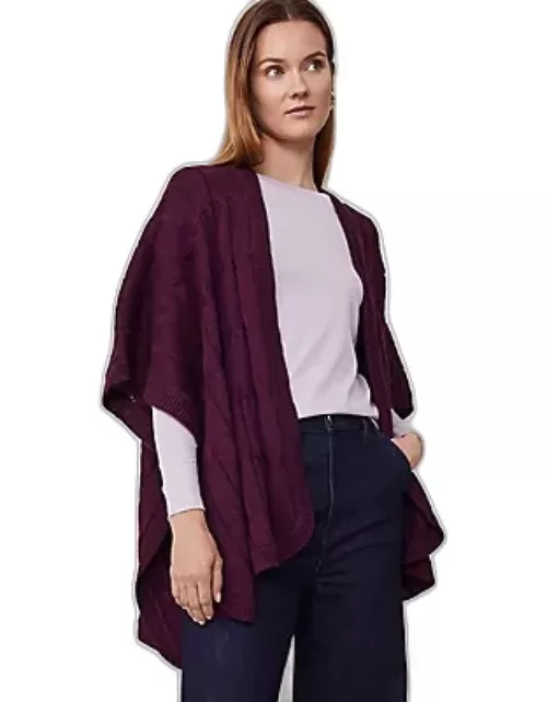 Ann Taylor Cable Stitch Open Front Poncho