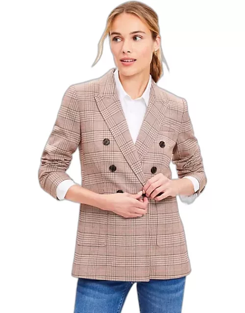 Loft Plaid Double Breasted Blazer