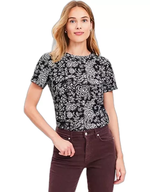 Loft Etched Floral Everyday Crew Tee
