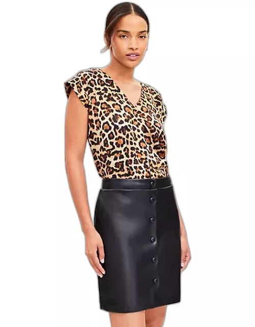 Loft Faux Leather Snap Mini Skirt