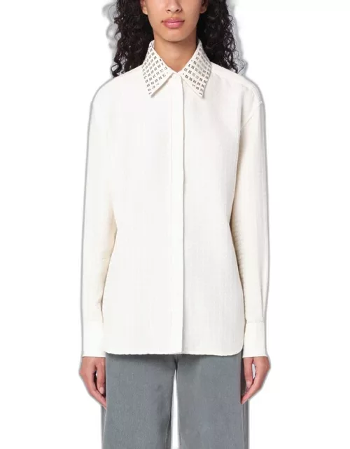 Ivory shirt with jacquard pattern