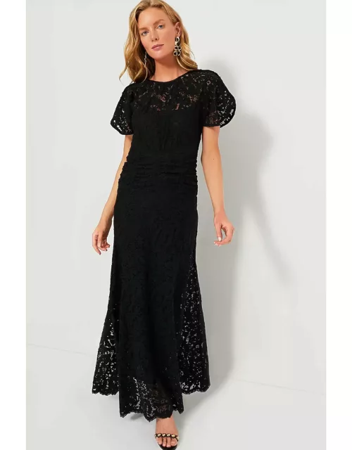 Black Broderie Lace Maxi Dres