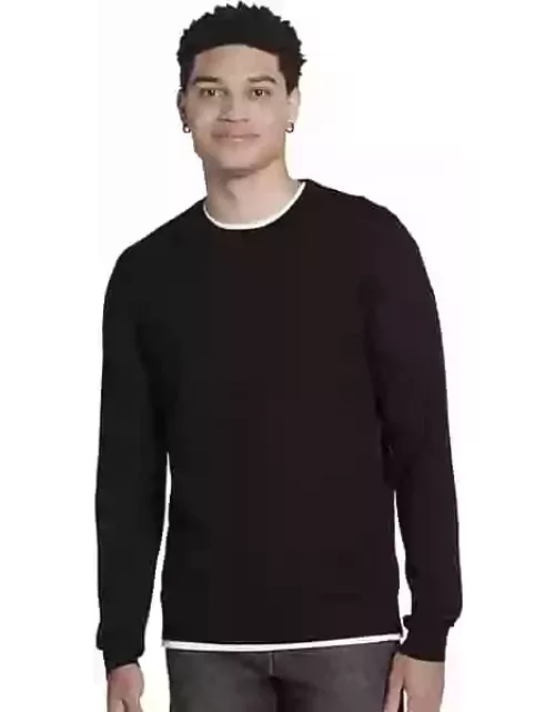 Awearness Kenneth Cole Men's Slim Fit Merino Wool Crew Neck Sweater Black