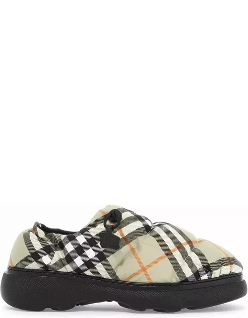 BURBERRY nylon check mules pillow for