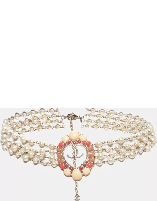 Chanel CC Faux Pearl Enamel Gold Tone Waist Belt