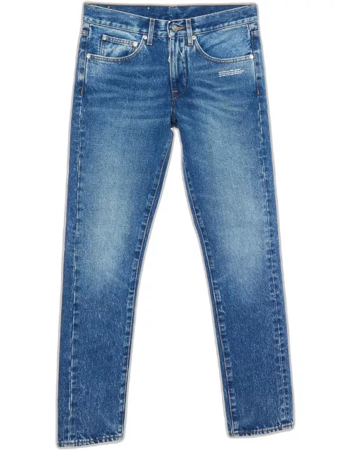 Off-White Medium Blue Washed Denim Slim Fit Jeans S Waist 30"
