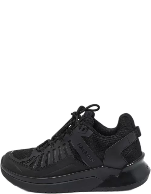 Balmain Black Mesh and Leather Low Top Sneaker