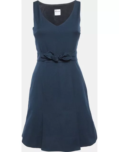 RED Valentino Blue Cotton Pleated Mini Dress