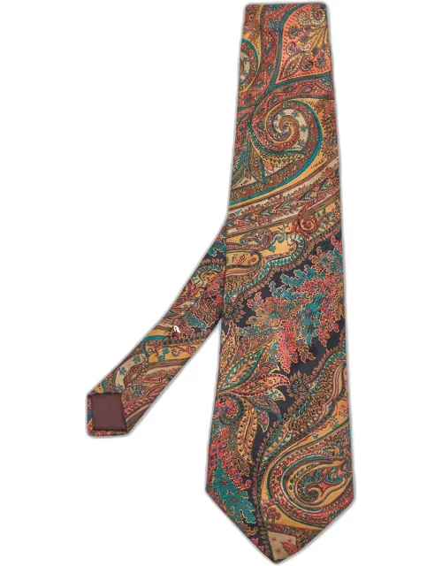 Lanvin Multicolor Paisley Print Satin Silk Traditional Tie