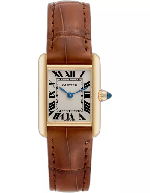 Cartier Tank Louis Small Yellow Gold Brown Strap Ladies Watch 22.0 m