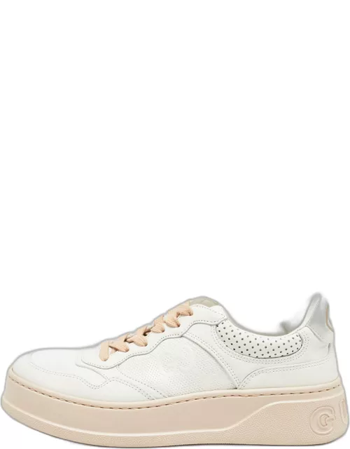Gucci White Leather GG Low Top Sneaker