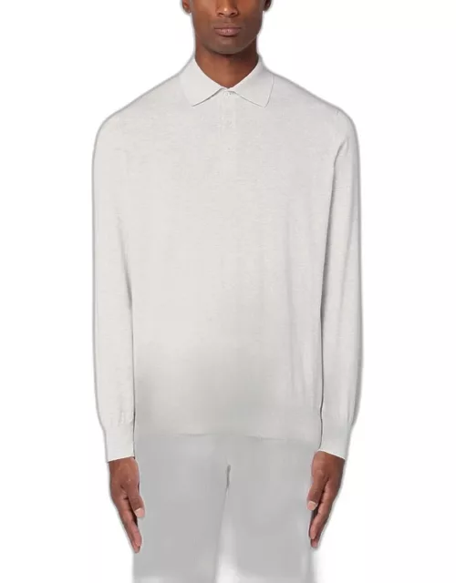 Light grey knit polo shirt