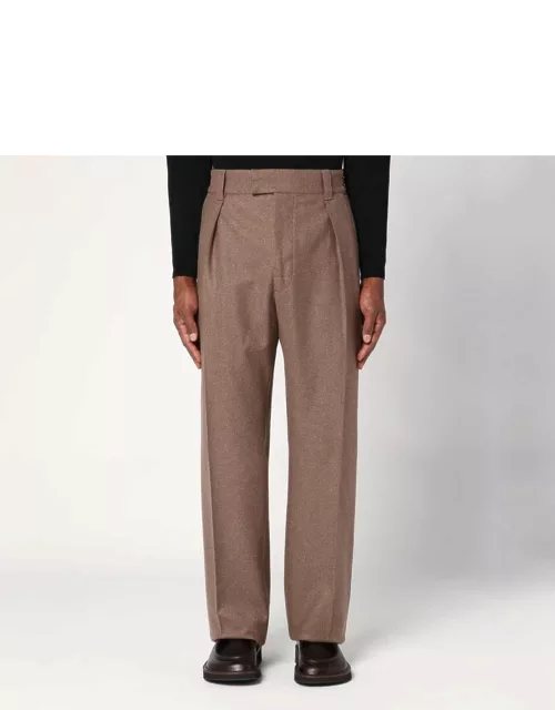 Beige wool and cashmere trouser