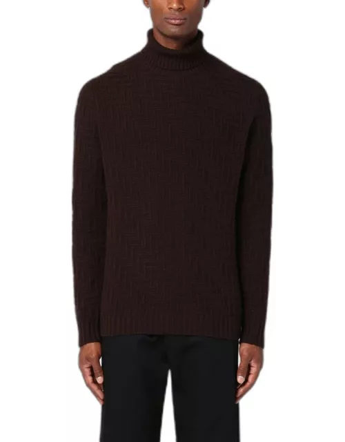 Brown cashmere blend turtleneck sweater