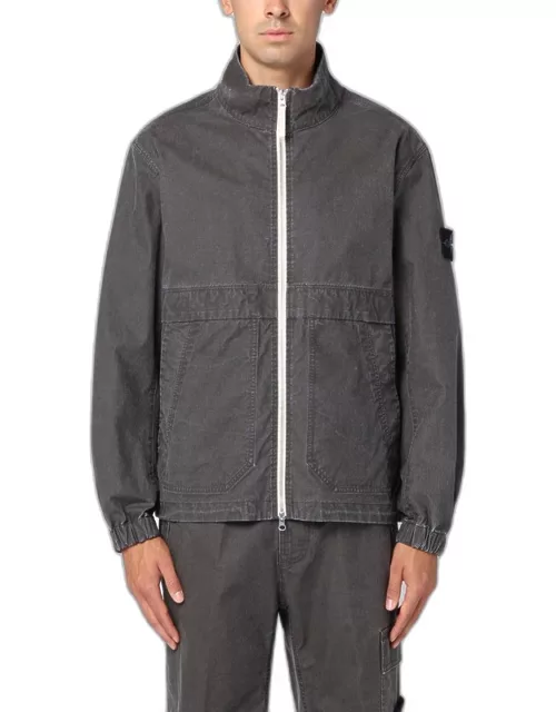 Grey cotton-blend zipped jacket