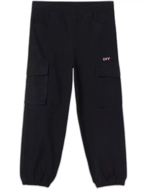 Black jogging cargo trousers with logo