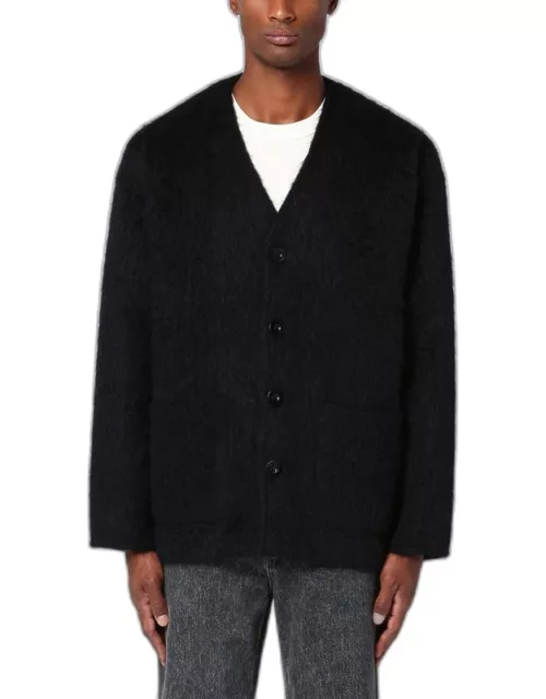 Black wool-blend cardigan