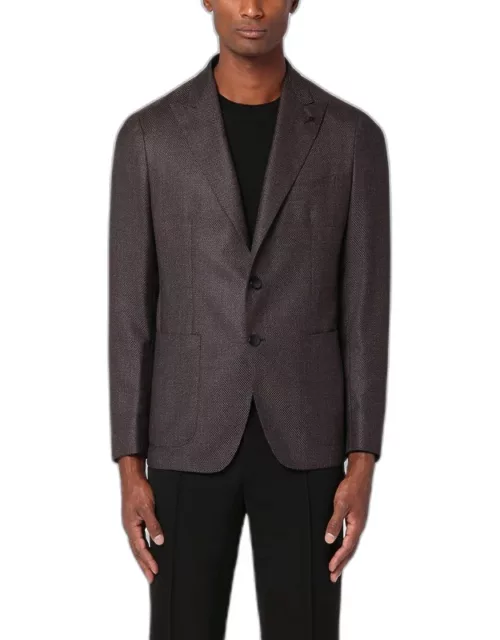 Brown single-breasted jacket in wool and cashmere