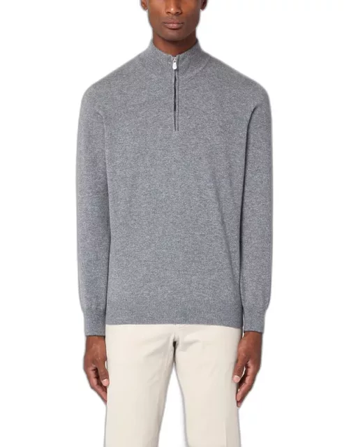 Grey turtleneck sweater with zip