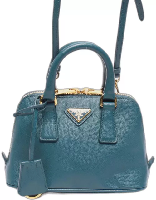 Prada Green Saffiano Lux Leather Mini Promenade Satchel Bag